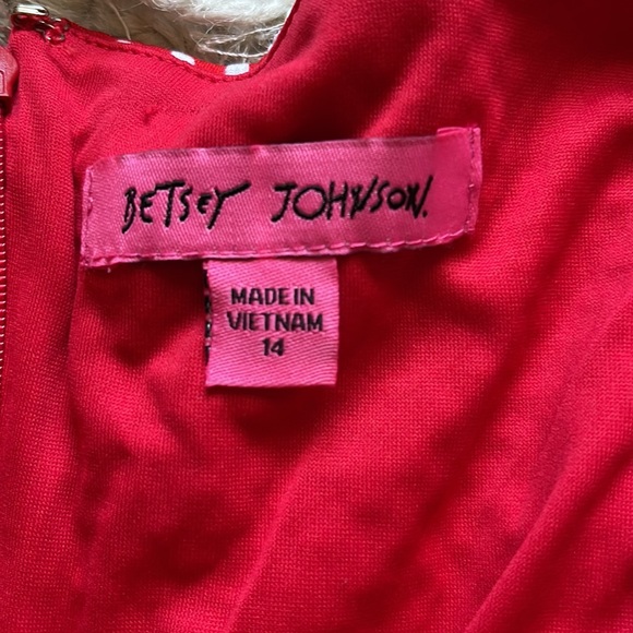 Betsey Johnson Women's Polka Dot Print Puff Sleeve Midi Sheath Dress - Picture 10 of 11